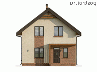 Q-124-1P проект двухэтажного коттеджа из газобетона размером 8 на 10 - вид спереди