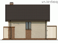 Q-124-1P проект двухэтажного коттеджа из газобетона размером 8 на 10 - вид слева