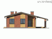 Q-127-1P проект одноэтажного коттеджа из газобетона размером 13 на 15 - вид спереди