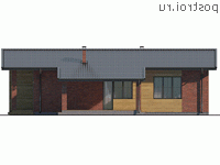 Q-127-1P проект одноэтажного коттеджа из газобетона размером 13 на 15 - вид слева