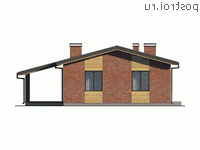 Q-127-1P проект одноэтажного коттеджа из газобетона размером 13 на 15 - вид сзади