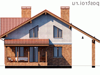 Q-148-1P проект двухэтажного дома из газобетона с гаражом размером 15 на 13 - вид сзади Q-148-1P проект двухэтажного дома из газобетона с гаражом размером 15 на 13 - вид сзади