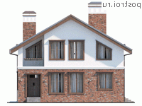 Q-151-1P проект двухэтажного коттеджа из пеноблоков размером 11 на 10 - вид спереди