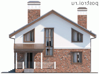 Q-151-1P проект двухэтажного коттеджа из пеноблоков размером 11 на 10 - вид сзади