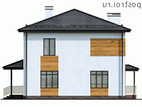 Q-152-1P проект двухэтажного коттеджа из пеноблоков размером 10 на 13 - вид слева