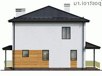 Q-152-1P проект двухэтажного коттеджа из пеноблоков размером 10 на 13 - вид справа