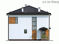 Q-152-1P проект двухэтажного коттеджа из пеноблоков размером 10 на 13 - вид сзади