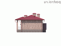 Q-153-1K проект одноэтажной бани из кирпича с цоколем размером 21 на 11 - вид слева