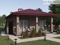 Q-153-1K проект одноэтажной бани из кирпича с цоколем размером 21 на 11