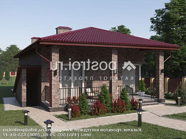 Q-153-1K проект одноэтажной бани из кирпича с цоколем размером 21 на 11