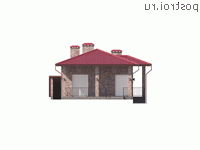 Q-153-1K проект одноэтажной бани из кирпича с цоколем размером 21 на 11 - вид справа