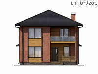Q-161-1P проект двухэтажного дома из пеноблоков размером 13 на 9 - вид спереди
