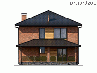 Q-161-1P проект двухэтажного дома из пеноблоков размером 13 на 9 - вид сзади
