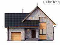 Q-163-1P проект одноэтажного дома из пеноблоков с мансардой и гаражом размером 12 на 11 - вид спереди Q-163-1P проект одноэтажного дома из пеноблоков с мансардой и гаражом размером 12 на 11 - вид спереди