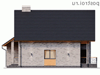 Q-163-1P проект одноэтажного дома из пеноблоков с мансардой и гаражом размером 12 на 11 - вид слева Q-163-1P проект одноэтажного дома из пеноблоков с мансардой и гаражом размером 12 на 11 - вид слева