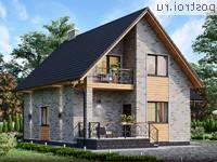 Q-163-1P проект одноэтажного дома из пеноблоков с мансардой и гаражом размером 12 на 11