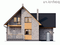 Q-163-1P проект одноэтажного дома из пеноблоков с мансардой и гаражом размером 12 на 11 - вид сзади Q-163-1P проект одноэтажного дома из пеноблоков с мансардой и гаражом размером 12 на 11 - вид сзади