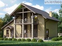 Q-164-1P проект двухэтажного дома из пеноблоков с гаражом размером 13 на 9