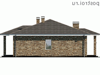 Q-166-1P проект одноэтажного дома из пеноблоков размером 15 на 16 - вид справа Q-166-1P проект одноэтажного дома из пеноблоков размером 15 на 16 - вид справа