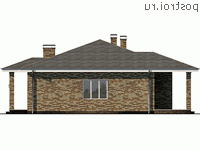 Q-166-2P проект одноэтажного дома из пеноблоков размером 15 на 16 - вид слева