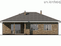 Q-166-2P проект одноэтажного дома из пеноблоков размером 15 на 16 - вид сзади