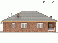 Q-174-1P проект одноэтажного дома из пеноблоков размером 18 на 14 - вид спереди