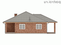 Q-174-1P проект одноэтажного дома из пеноблоков размером 18 на 14 - вид слева