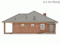 Q-174-1P проект одноэтажного дома из пеноблоков размером 18 на 14 - вид справа