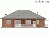 Q-174-1P проект одноэтажного дома из пеноблоков размером 18 на 14 - вид сзади