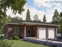 Q-177-1P проект одноэтажного дома из пеноблоков с гаражом размером 14 на 19