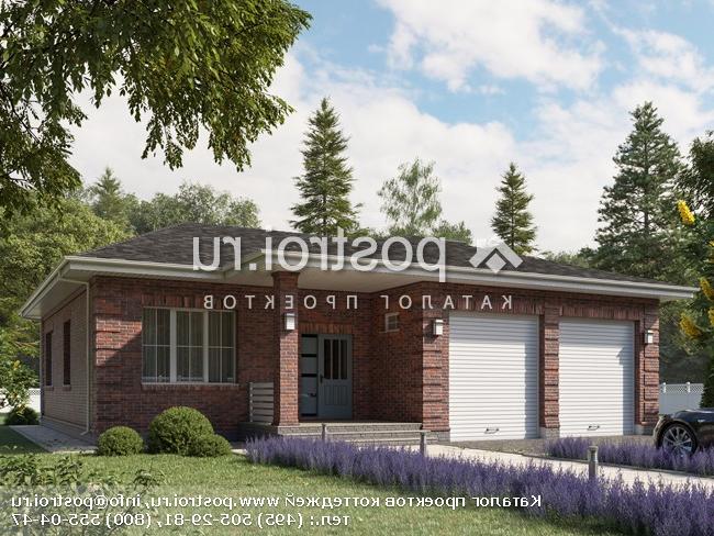 Q-177-1P проект одноэтажного дома из пеноблоков с гаражом размером 14 на 19