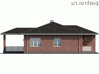 Q-177-1P проект одноэтажного дома из пеноблоков с гаражом размером 14 на 19 - вид справа
