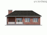 Q-177-1P проект одноэтажного дома из пеноблоков с гаражом размером 14 на 19 - вид сзади