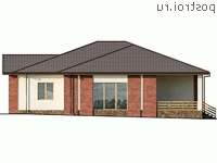 Q-185-1P проект одноэтажного дома из пеноблоков с гаражом размером 15 на 18 - вид слева Q-185-1P проект одноэтажного дома из пеноблоков с гаражом размером 15 на 18 - вид слева