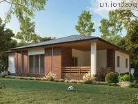 Q-185-1P проект одноэтажного дома из пеноблоков с гаражом размером 15 на 18