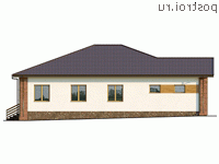 Q-185-1P проект одноэтажного дома из пеноблоков с гаражом размером 15 на 18 - вид справа Q-185-1P проект одноэтажного дома из пеноблоков с гаражом размером 15 на 18 - вид справа