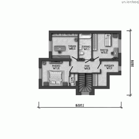 Q-190-1P проект двухэтажного дома из пеноблоков размером 10 на 19 - 2-й этаж