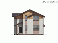 Q-190-1P проект двухэтажного дома из пеноблоков размером 10 на 19 - вид спереди