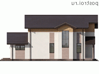 Q-190-1P проект двухэтажного дома из пеноблоков размером 10 на 19 - вид слева
