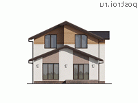 Q-190-1P проект двухэтажного дома из пеноблоков размером 10 на 19 - вид сзади