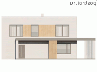Q-195-2P проект двухэтажного коттеджа из пенобетона размером 15 на 10 - вид спереди