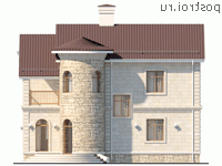 Q-199-1P проект двухэтажного коттеджа из пенобетона размером 13 на 12 - вид спереди