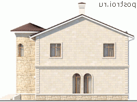 Q-199-1P проект двухэтажного коттеджа из пенобетона размером 13 на 12 - вид слева