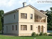 Q-199-1P проект двухэтажного коттеджа из пенобетона размером 13 на 12