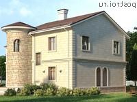 Q-199-1P проект двухэтажного коттеджа из пенобетона размером 13 на 12