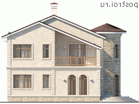 Q-199-1P проект двухэтажного коттеджа из пенобетона размером 13 на 12 - вид справа
