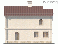 Q-199-1P проект двухэтажного коттеджа из пенобетона размером 13 на 12 - вид сзади