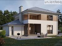 Q-203-1P проект двухэтажного дома из пенобетона с гаражом размером 16 на 14