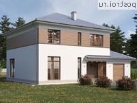 Q-203-1P проект двухэтажного дома из пенобетона с гаражом размером 16 на 14