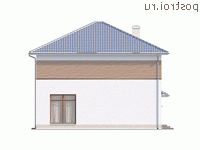 Q-203-1P проект двухэтажного дома из пенобетона с гаражом размером 16 на 14 - вид справа